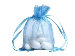 5x7 Blue Sheer Organza Bags -10 pcs