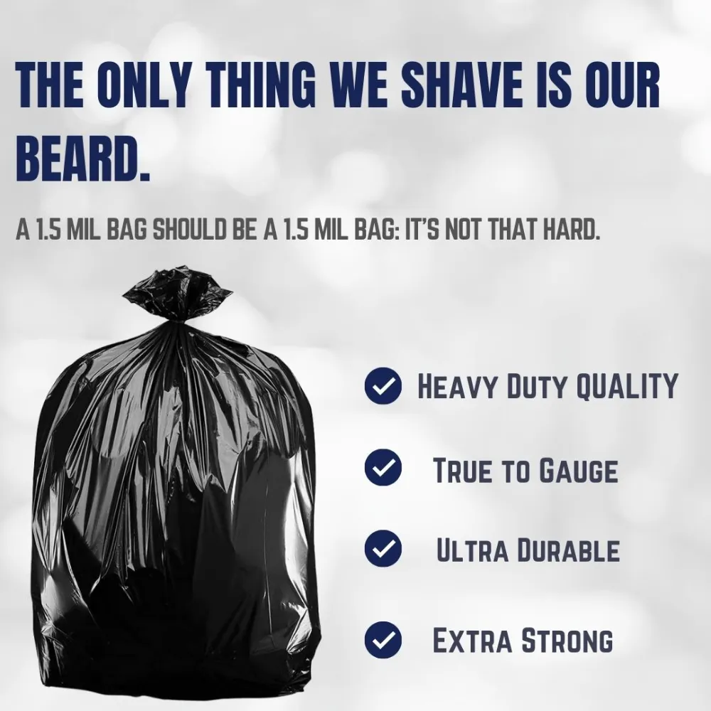 65 Gallon Rollout Trash Bags - 1.5 Mil - 100/Case