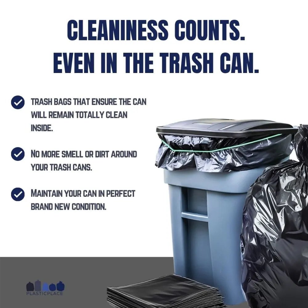 65 Gallon Rollout Trash Bags - 1.5 Mil - 100/Case