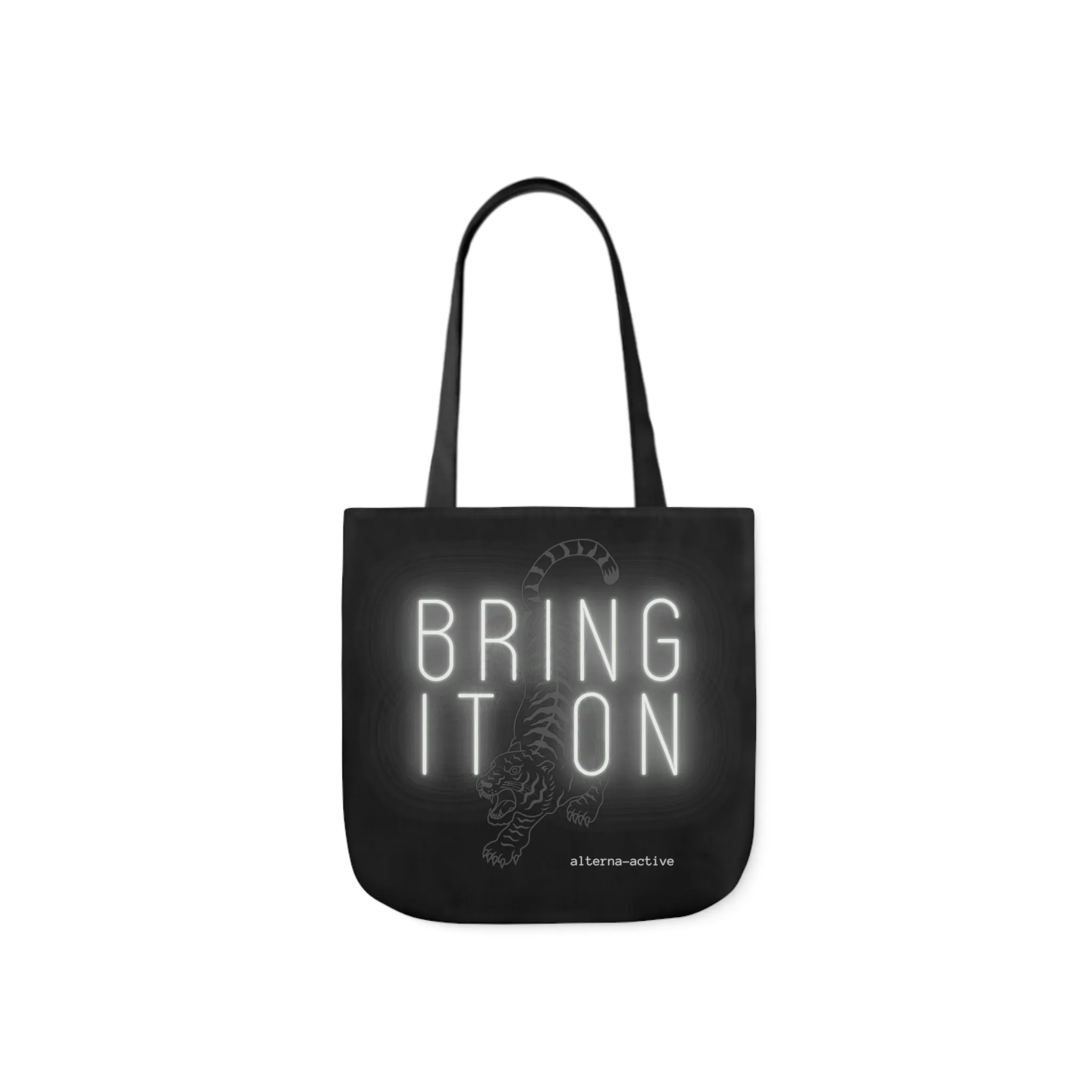 Alternawear Branded 'Bring it On' Tiger and Neon Print Polyester Canvas Tote Bag