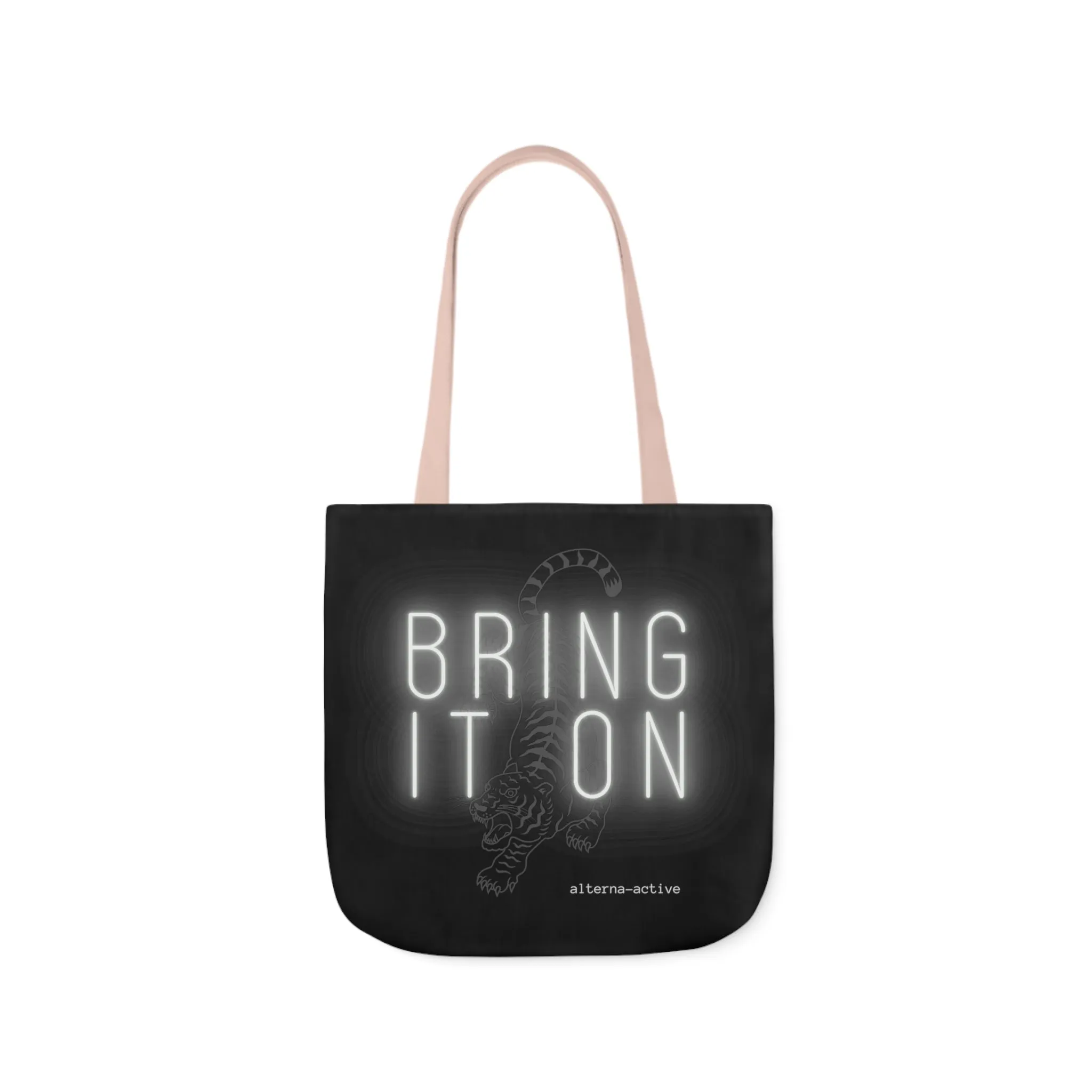 Alternawear Branded 'Bring it On' Tiger and Neon Print Polyester Canvas Tote Bag