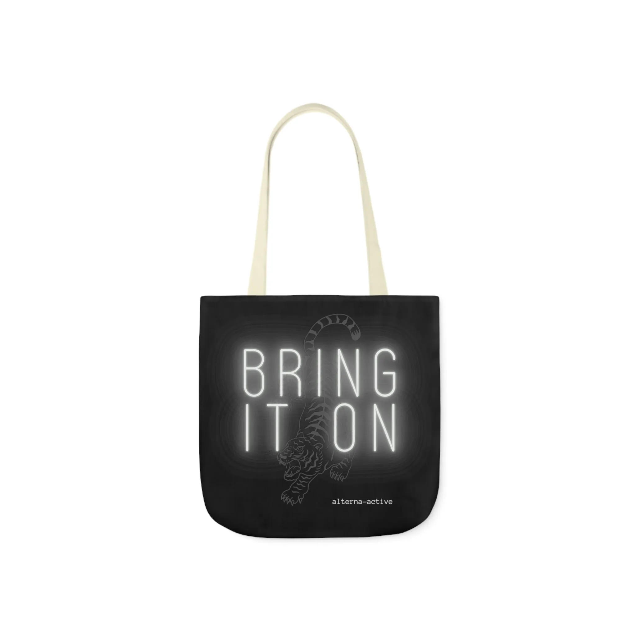 Alternawear Branded 'Bring it On' Tiger and Neon Print Polyester Canvas Tote Bag