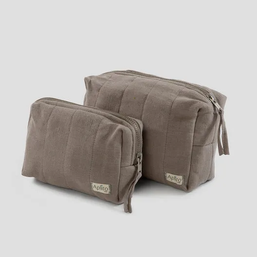 Aplito Georgian Toiletry Bag Set In Grey (Set of 2)