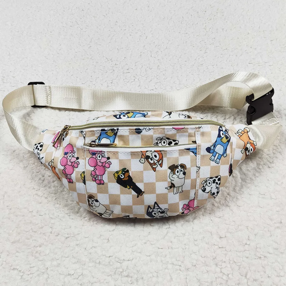 Baby Girls Bags Dogs Checkered Small Fanny Bags BA0192