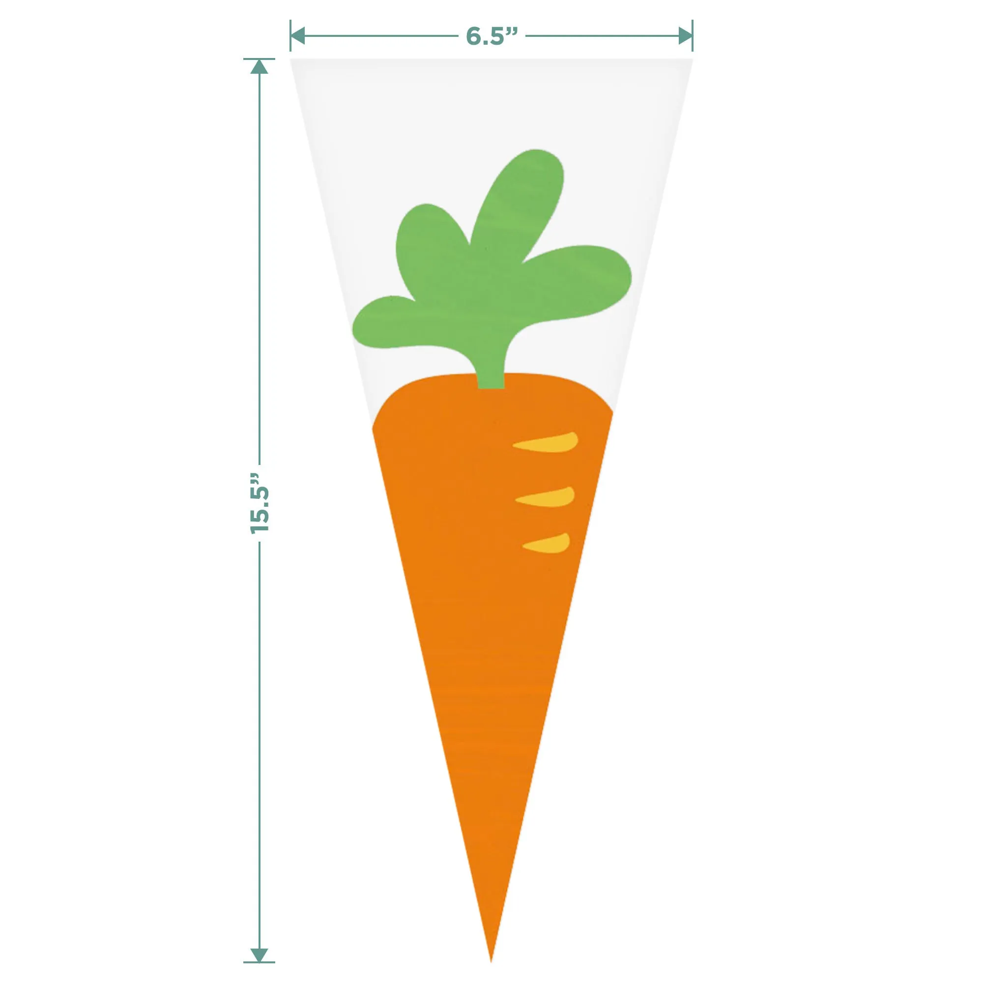 Carrot Cone Cellophane Bags For Easter, Spring, and Garden Parties 5"x11", 40ct