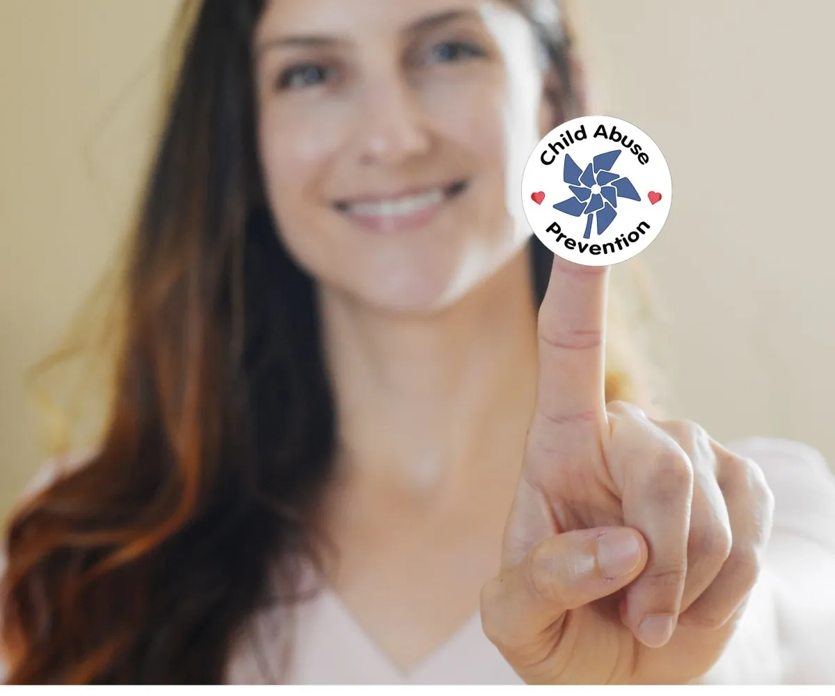 Child Abuse Prevention Blue Pinwheel Stickers (250 Per Roll)