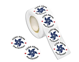 Child Abuse Prevention Blue Pinwheel Stickers (250 Per Roll)
