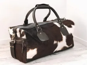Cowhide Overnight Travel Duffle Bag