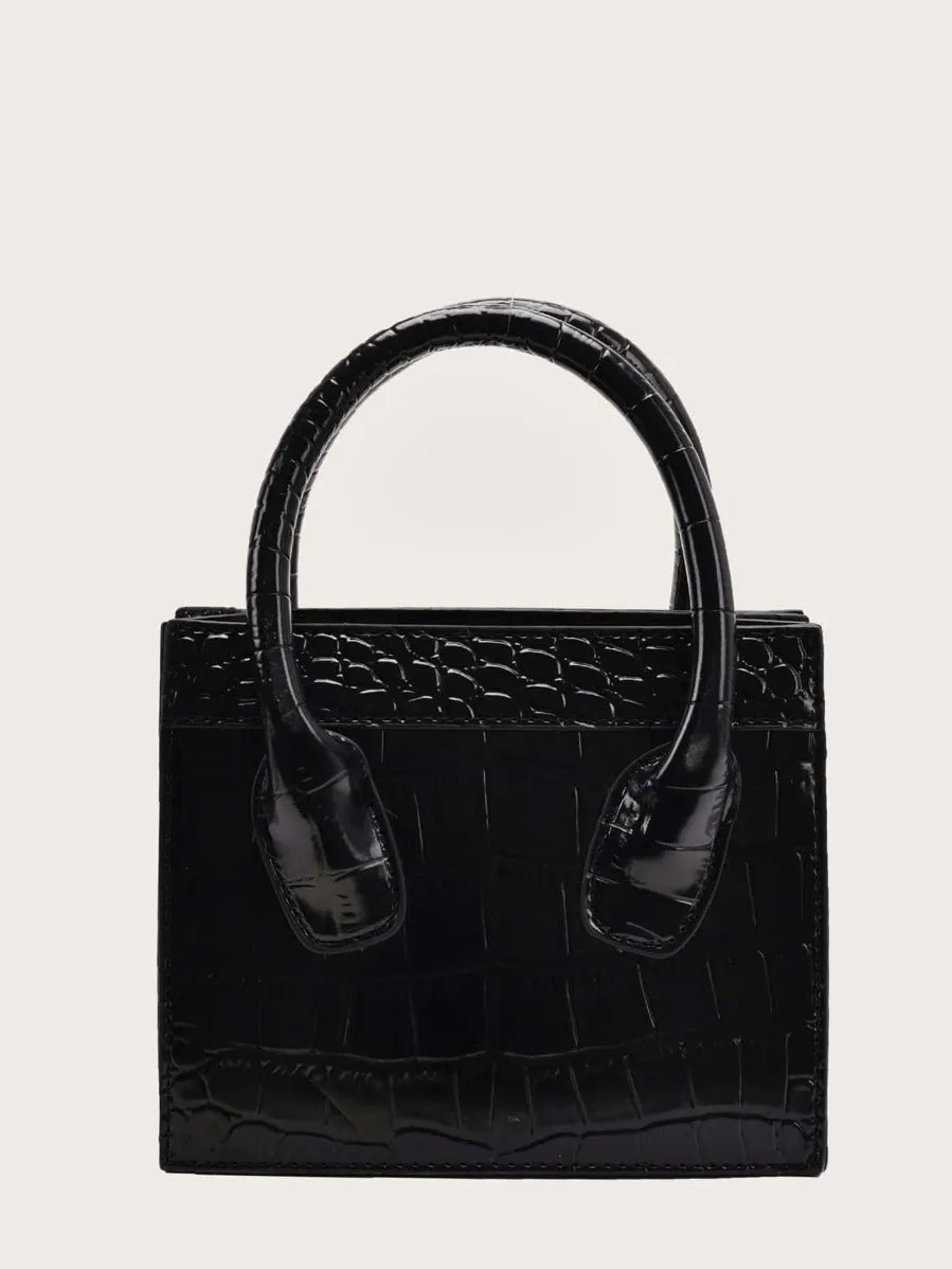 Croc Embossed Satchel Bag