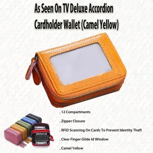 Deluxe Accordion Cardholder Wallet - Camel Yellow