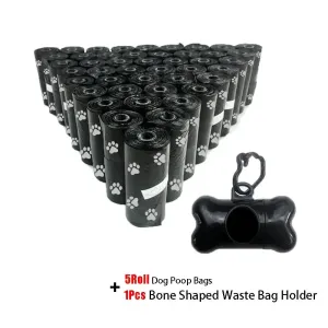 Disposable Pet Poop Bags Bone Dispenser with Leash Clip 75 Bags