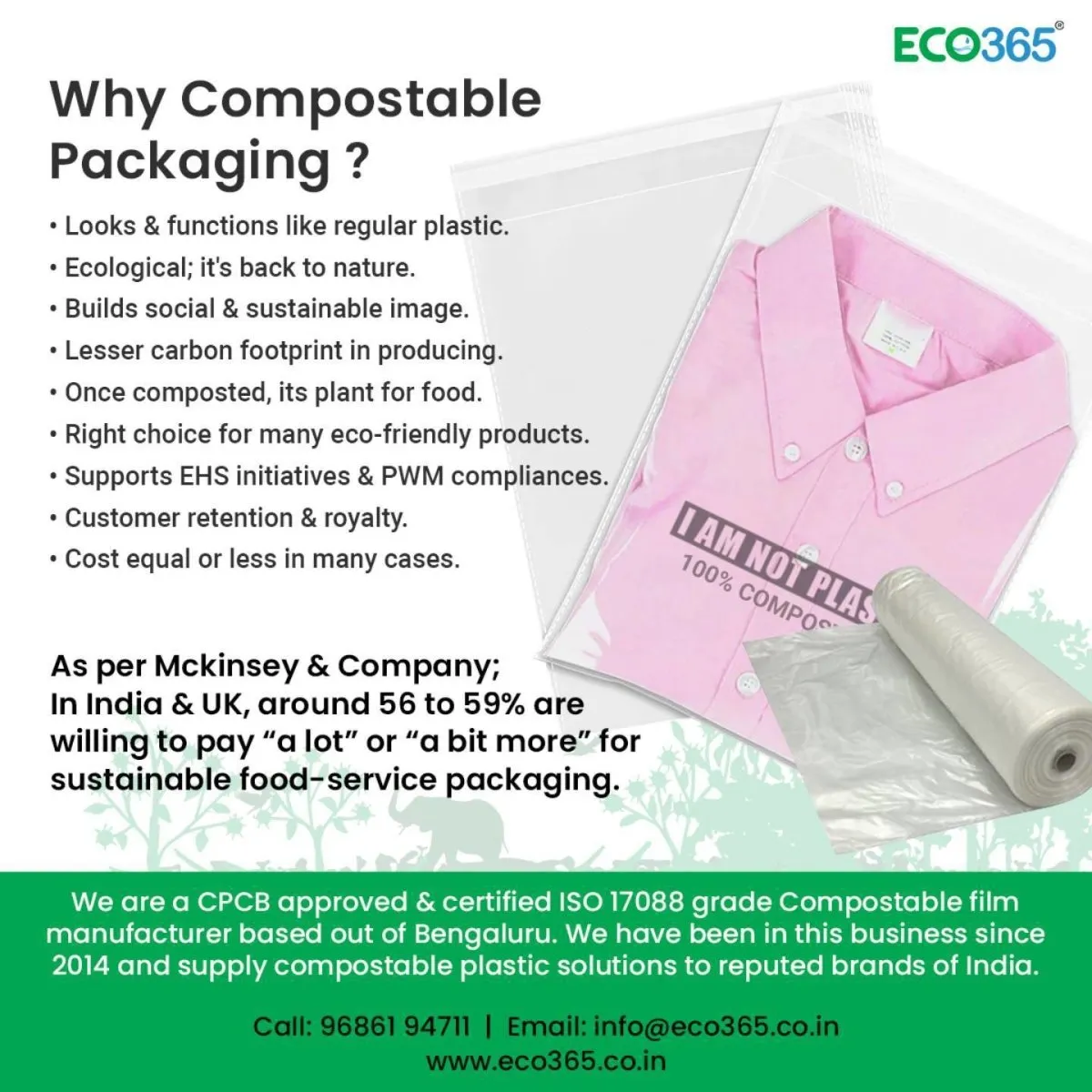 Eco-friendly Compostable Packaging Bags, 14"X11" 200Pcs