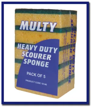 Edco Multy Scourer Sponge 5 Pcs Per Pack - (24 Packs)