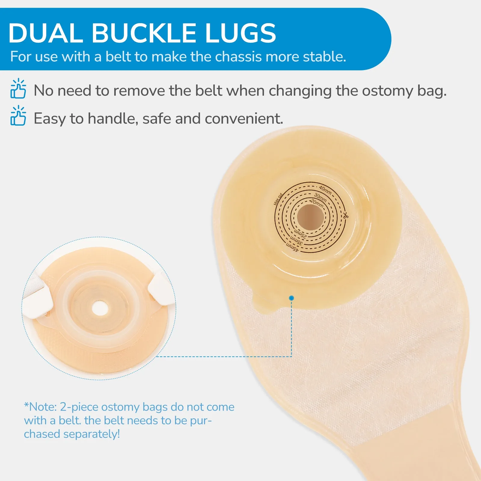 HEAGI Ostomy Supplies, Two-Piece Convex Colostomy Bags Ostomy Pouch with Clamp