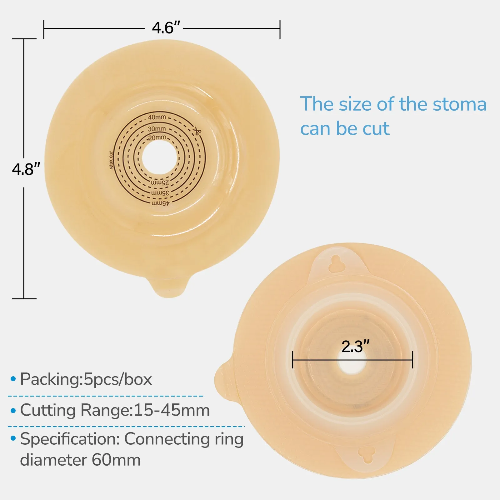 HEAGI Ostomy Supplies, Two-Piece Convex Colostomy Bags Ostomy Pouch with Clamp