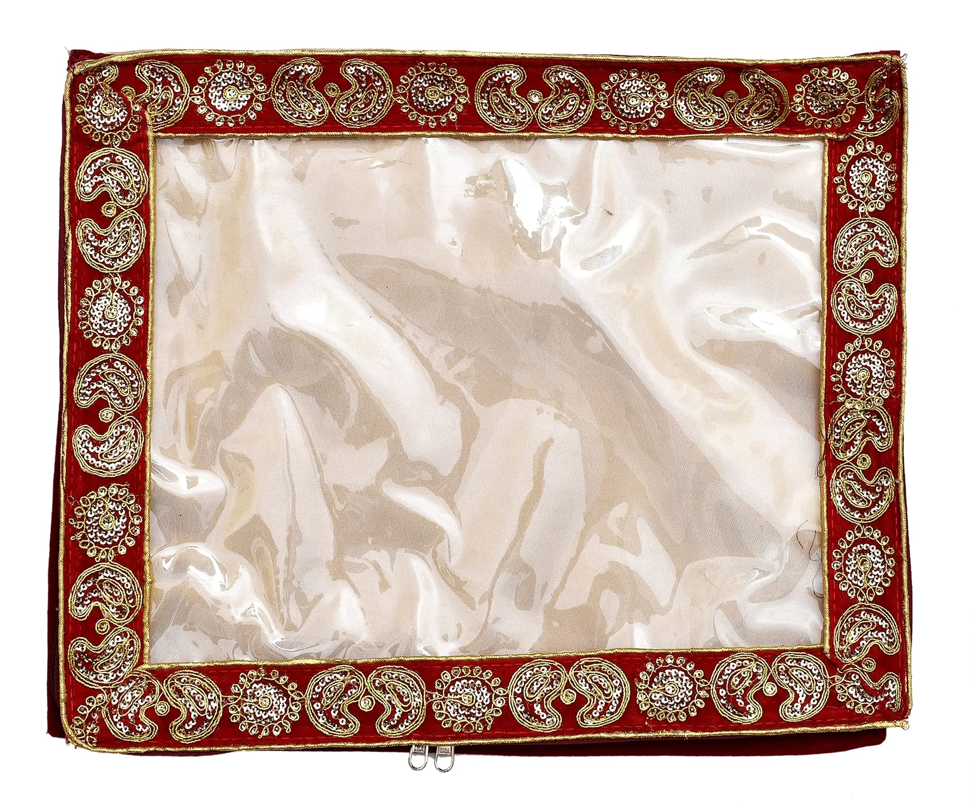 Heart Home Carry Design 3" inch Tranasparent PVC Saree Cover - Pack of 4 (Maroon)-HS_38_HEARTH21562