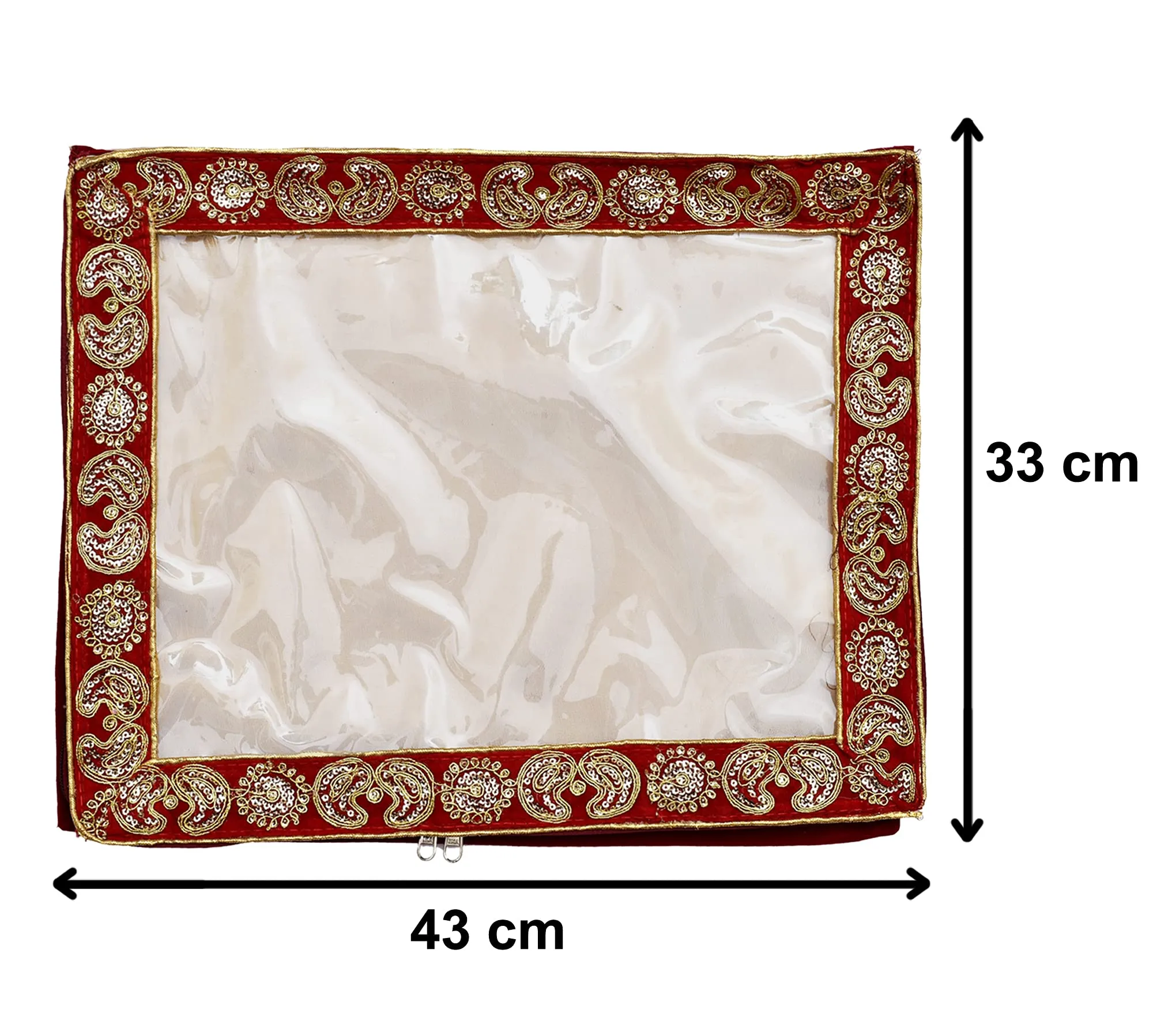 Heart Home Carry Design 3" inch Tranasparent PVC Saree Cover - Pack of 4 (Maroon)-HS_38_HEARTH21562