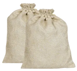 Kuber Industries Jute Medium Size Potli Gift Bags Wedding Hessian Jute Medium Size Bags Linen Jewelry Pouches with Drawstring-Pack of 2 (Gold) (Model: HS_36_KUBMART019520)