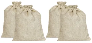 Kuber Industries Jute Small Size Gift Bags with Drawstring for Gifts Jewelry and Storage-Pack of 4 (Gold)