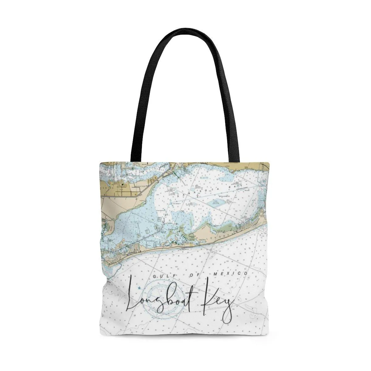 Longboat Key Nautical Map Tote with Tranquil Waters Back