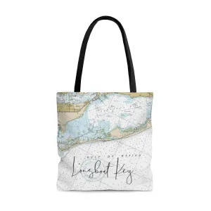 Longboat Key Nautical Map Tote with Tranquil Waters Back
