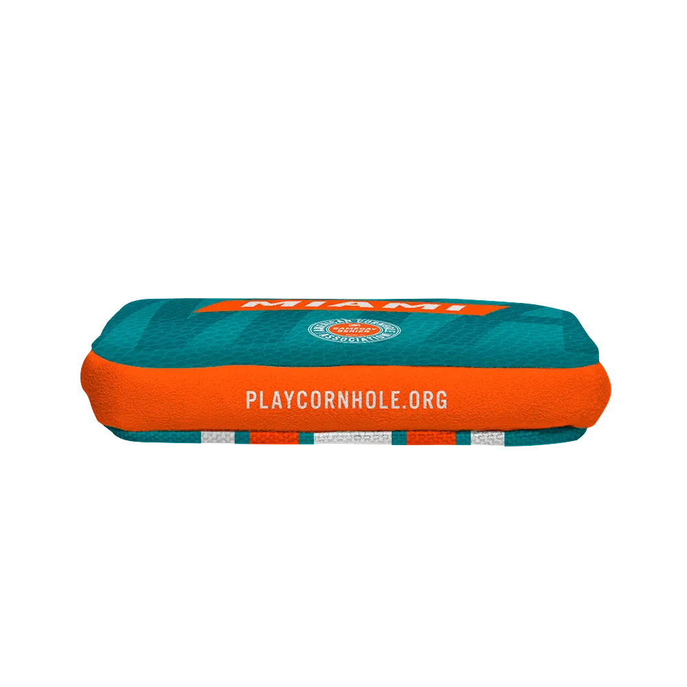 Miami Football Gameday Stripes Synergy Edge Cornhole Bags