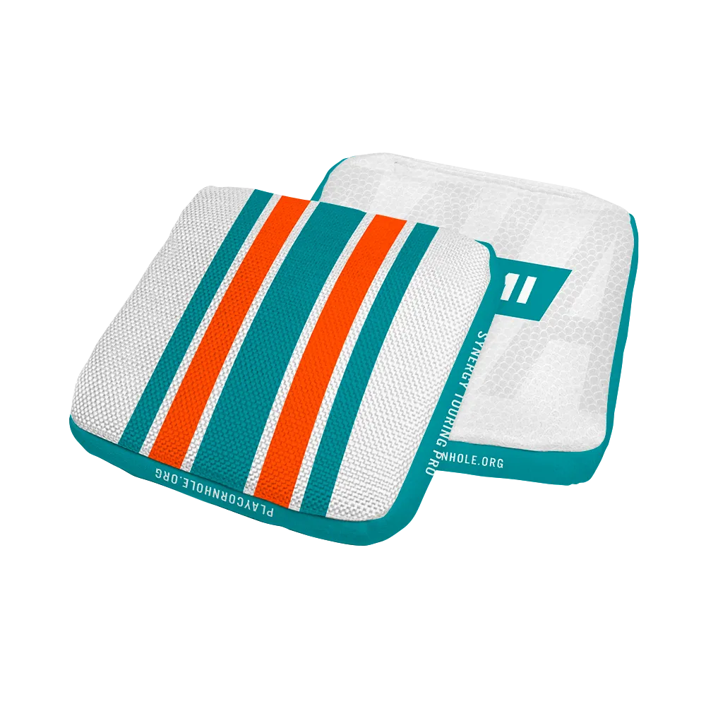 Miami Football Gameday Stripes Synergy Edge Cornhole Bags