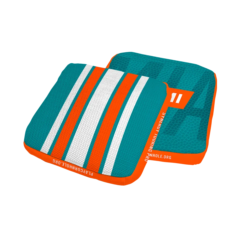 Miami Football Gameday Stripes Synergy Edge Cornhole Bags
