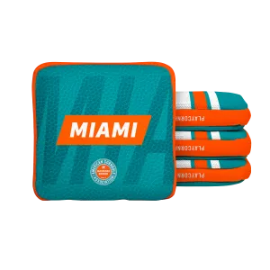 Miami Football Gameday Stripes Synergy Edge Cornhole Bags