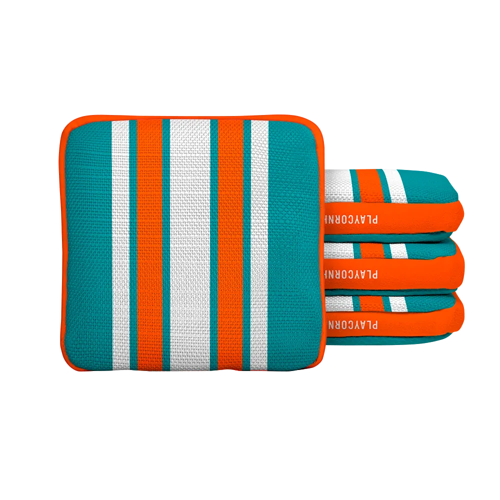 Miami Football Gameday Stripes Synergy Edge Cornhole Bags