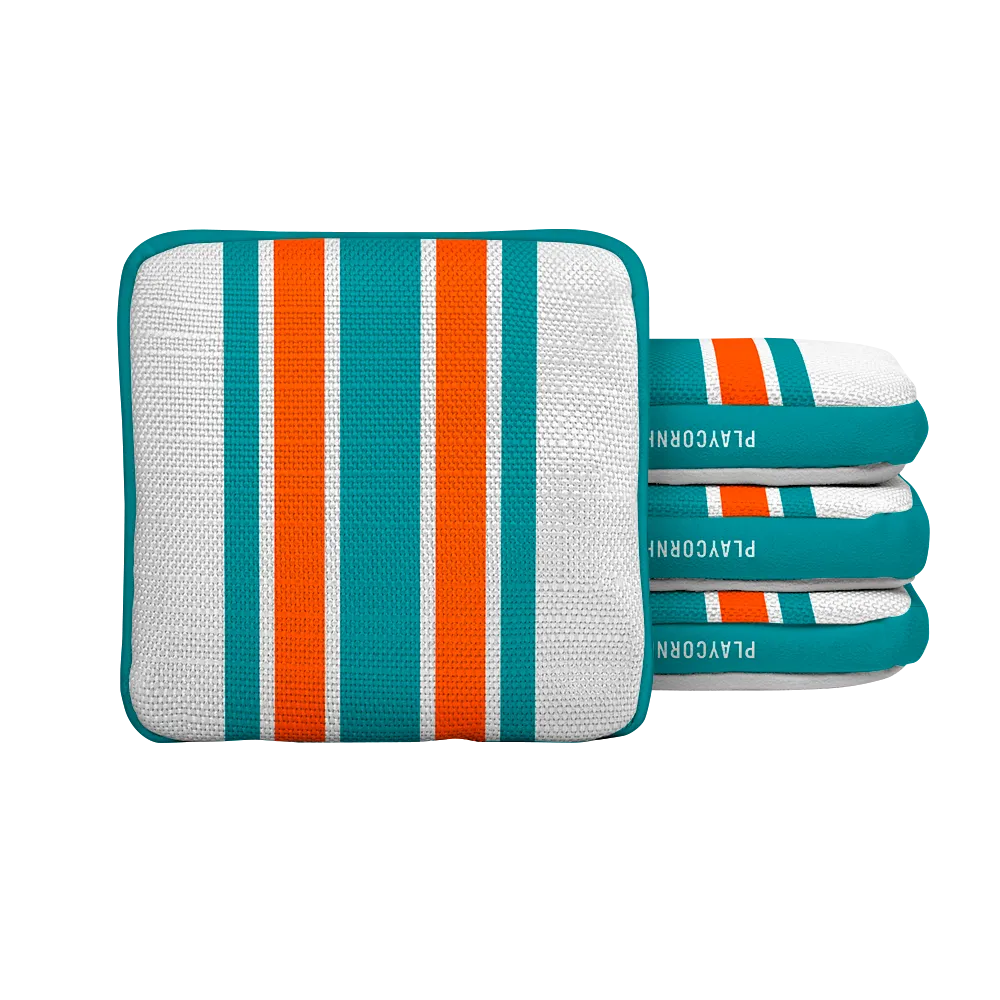Miami Football Gameday Stripes Synergy Edge Cornhole Bags