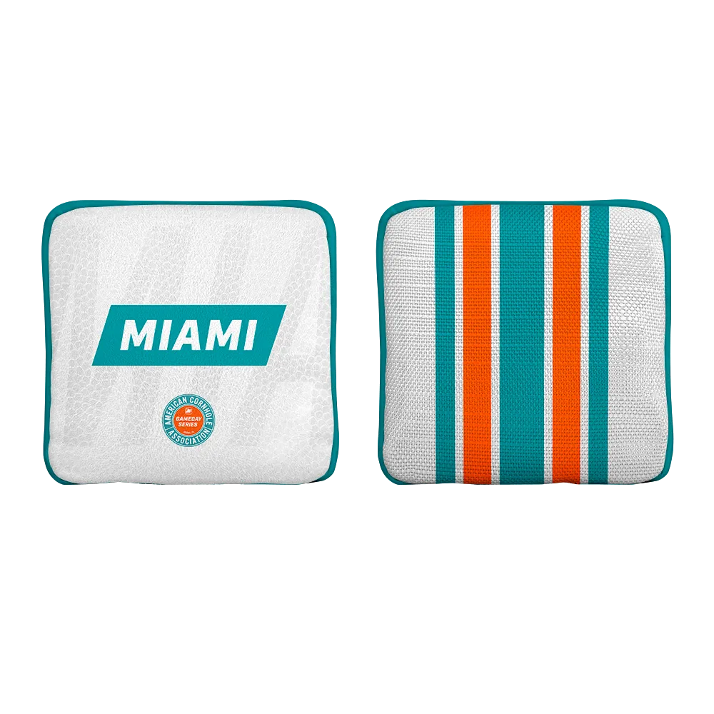 Miami Football Gameday Stripes Synergy Edge Cornhole Bags