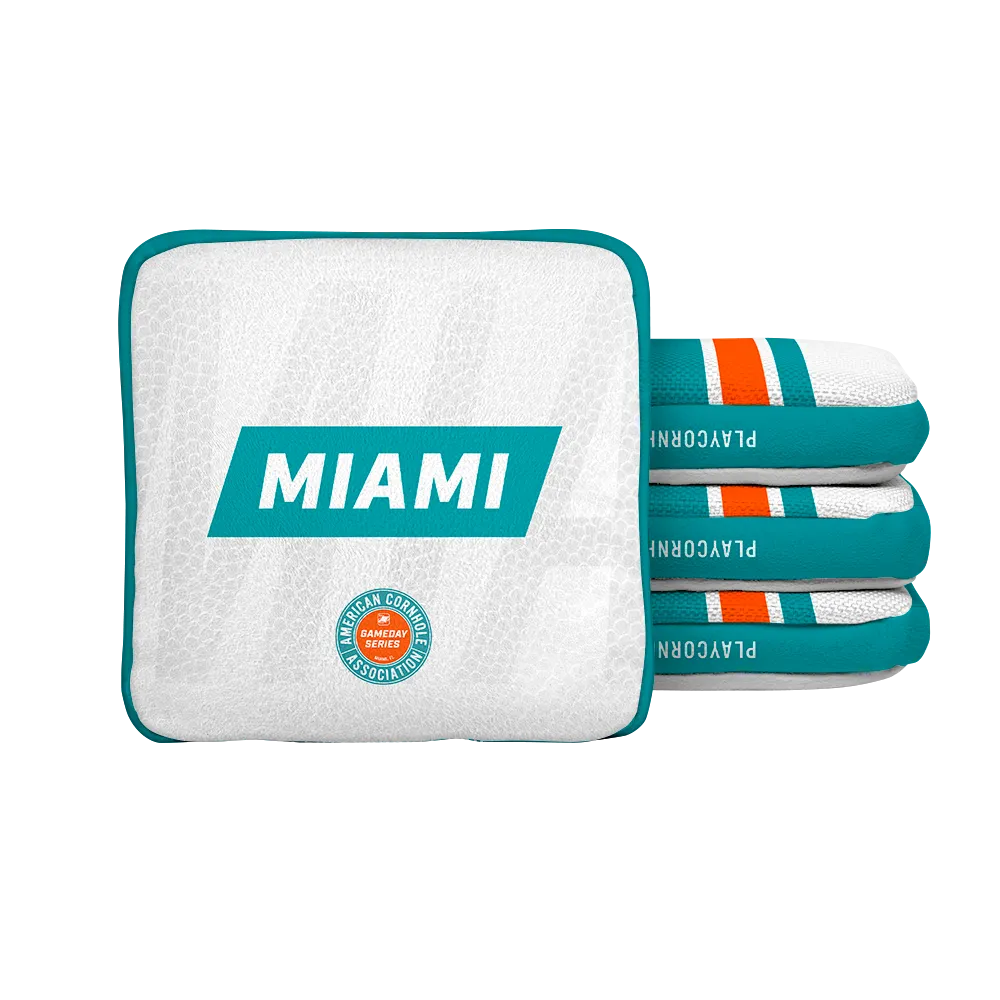 Miami Football Gameday Stripes Synergy Edge Cornhole Bags