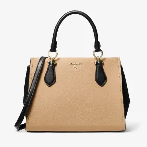 Michael Michael Kors Marilyn Medium Two-Tone Saffiano Leather Bag, Light Brown/Black