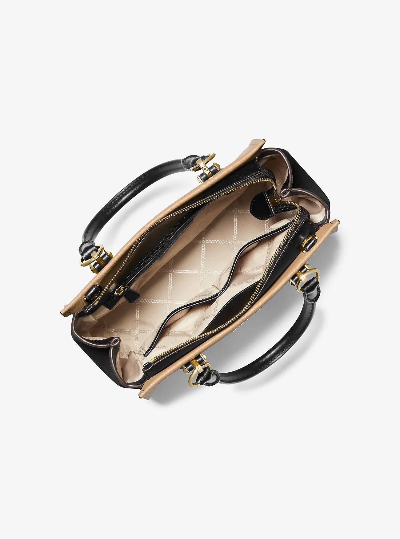 Michael Michael Kors Marilyn Medium Two-Tone Saffiano Leather Bag, Light Brown/Black