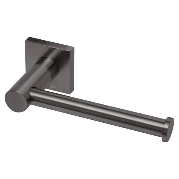 Phoenix Radii Toilet Roll Holder Square Plate - Brushed Carbon