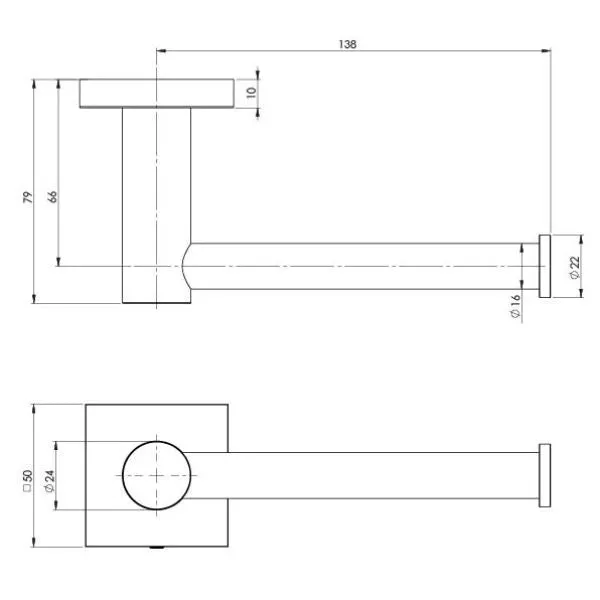 Phoenix Radii Toilet Roll Holder Square Plate - Brushed Carbon