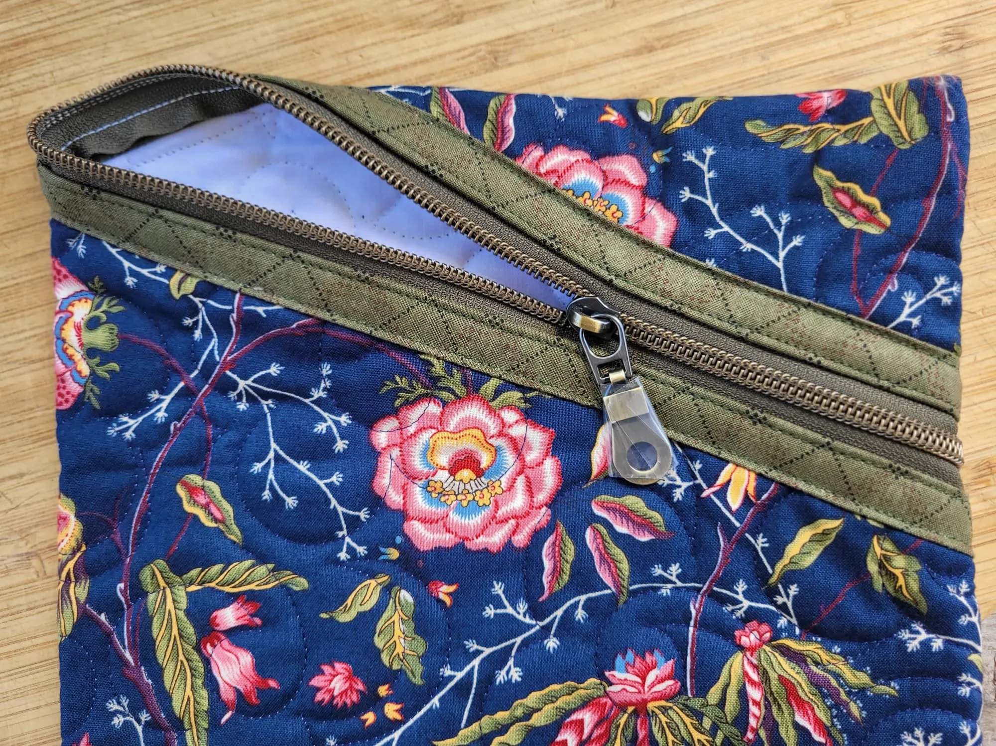 Quilted Zipper Pouch for E-reader, Tablet, Books.