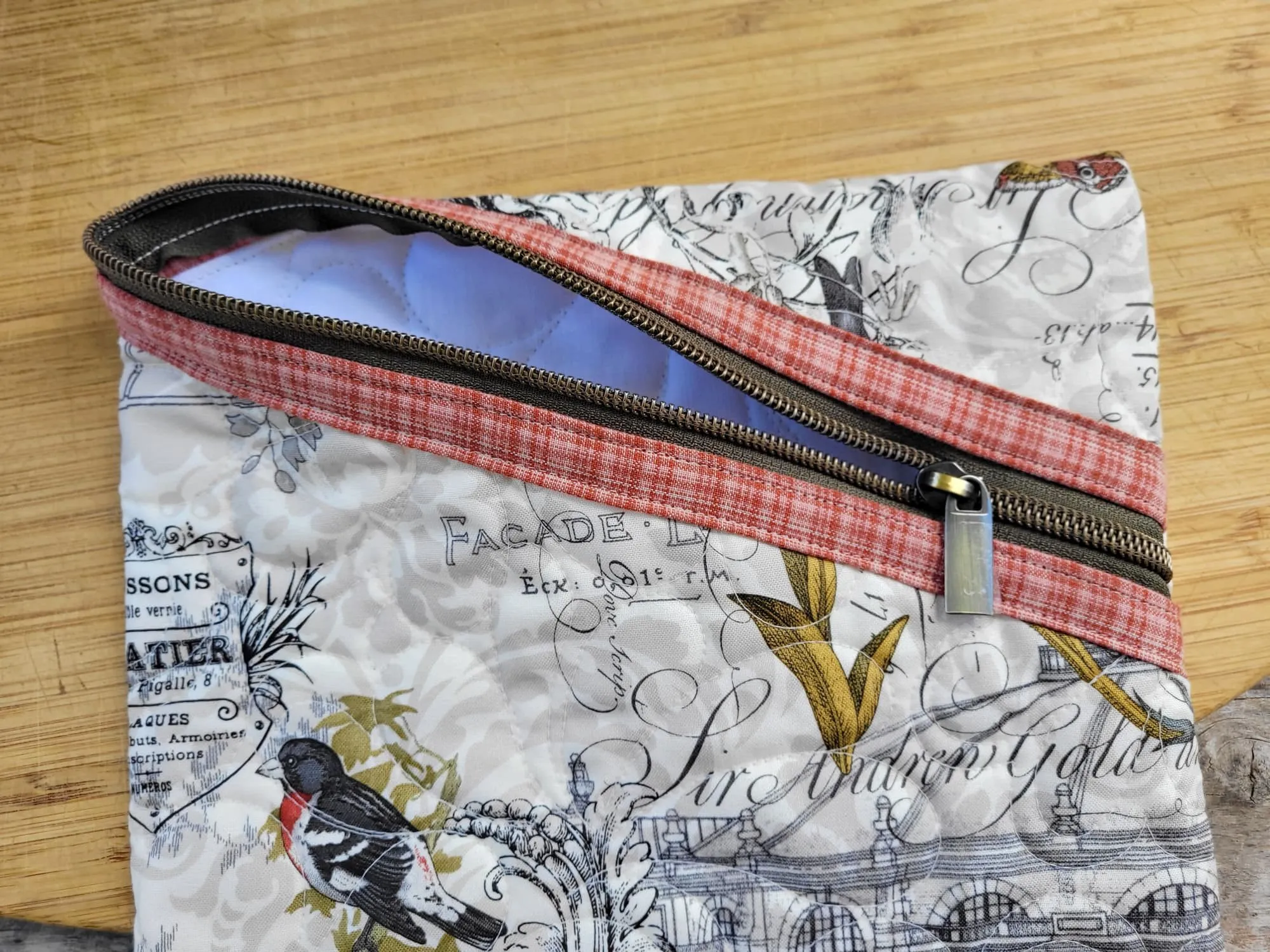 Quilted Zipper Pouch for E-reader, Tablet, Books.