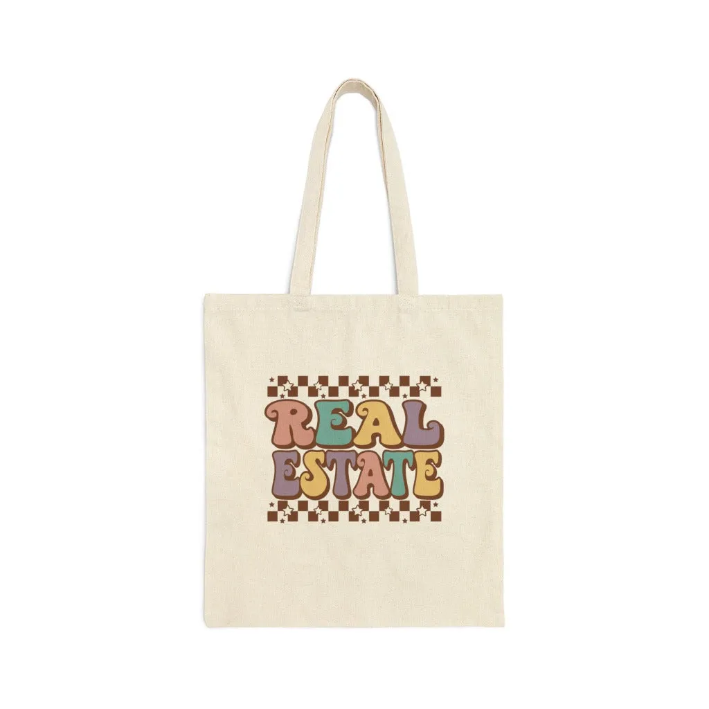 Real Estate Realtor Checkered , Cotton Canvas Tote Bag