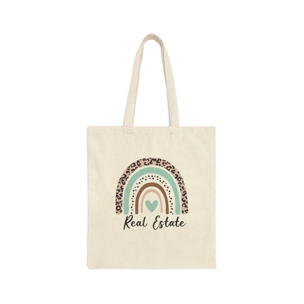 Real Estate Realtor Rainbow, Cotton Canvas Tote Bag