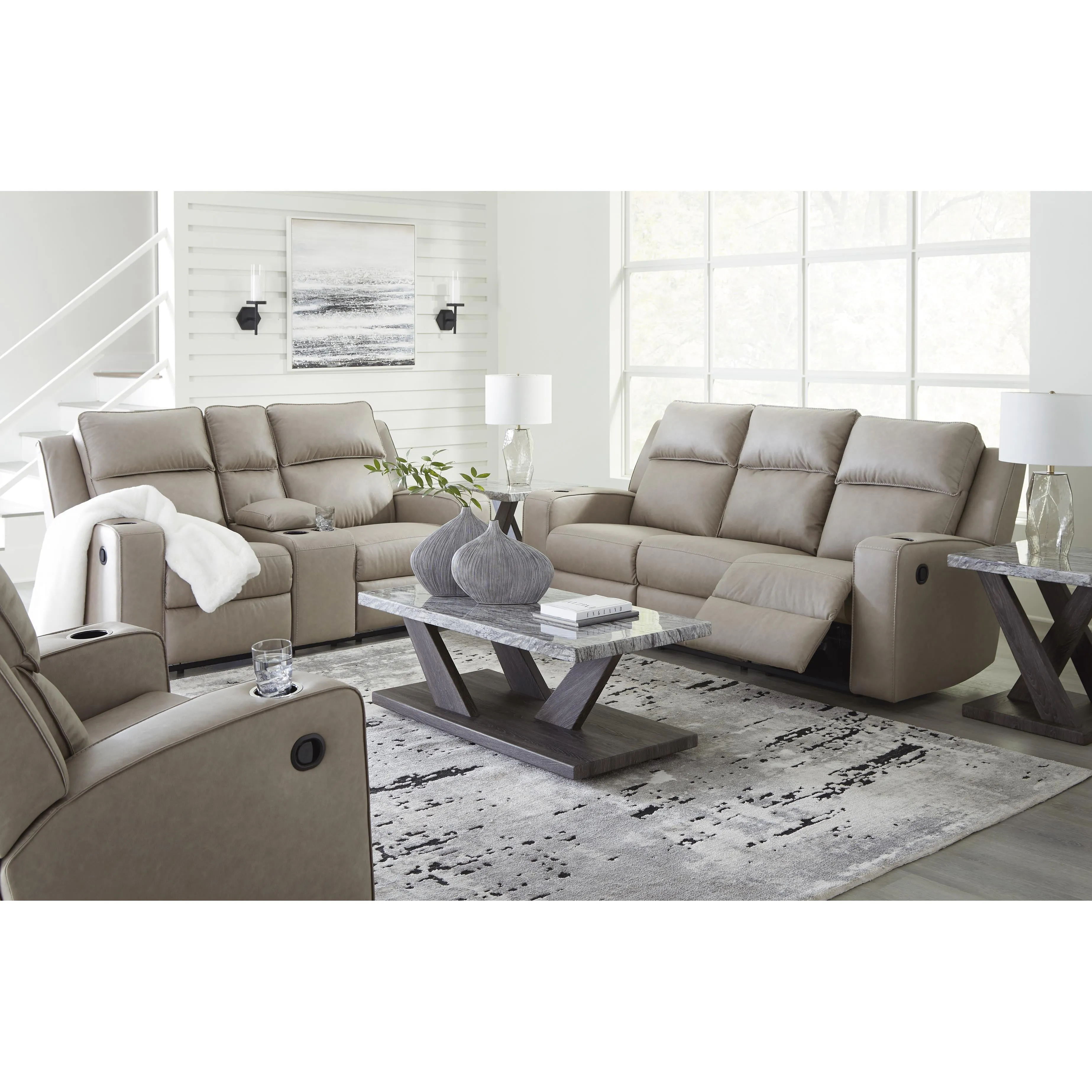 Signature Design by Ashley Lavenhorne Reclining Leather Look Sofa 6330789