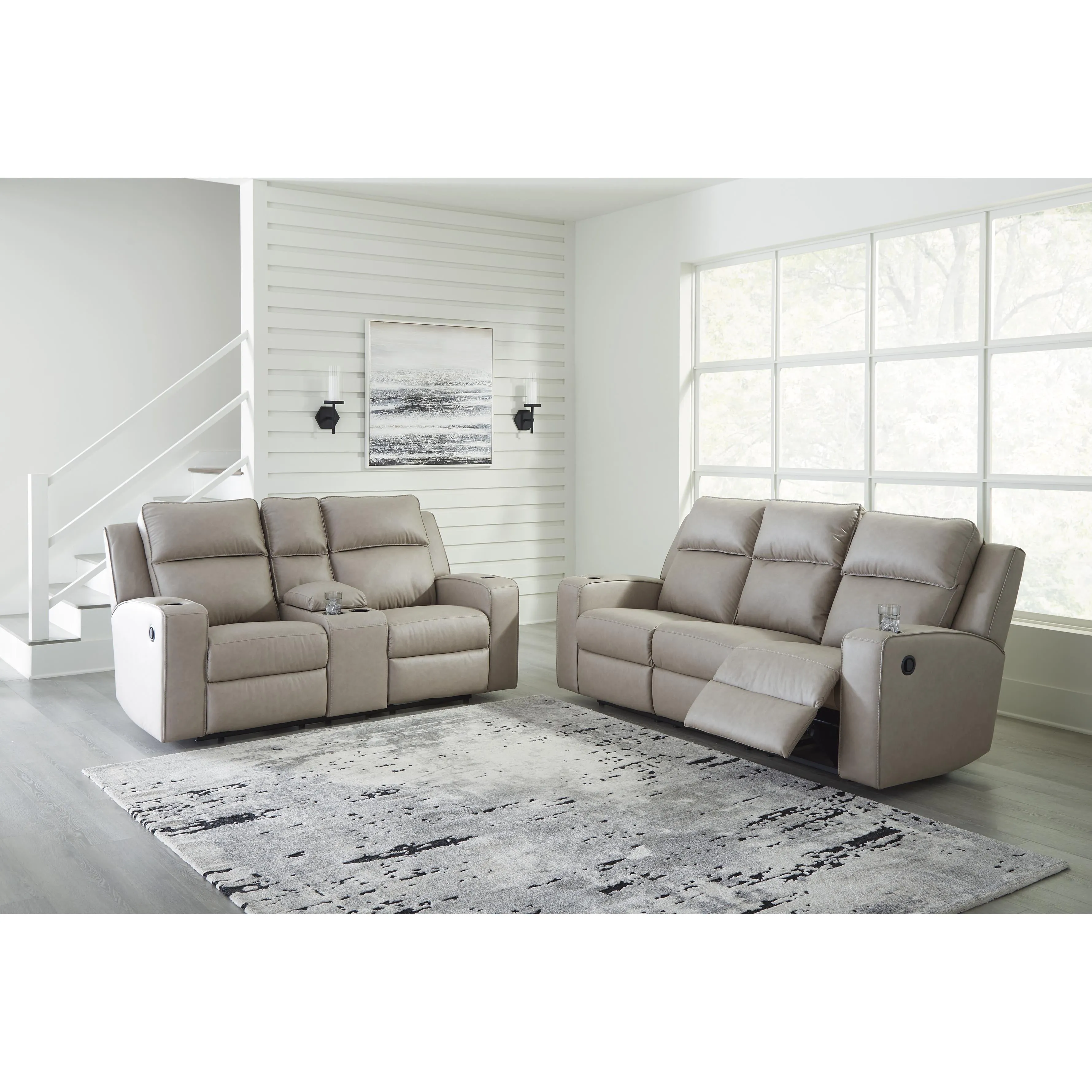Signature Design by Ashley Lavenhorne Reclining Leather Look Sofa 6330789