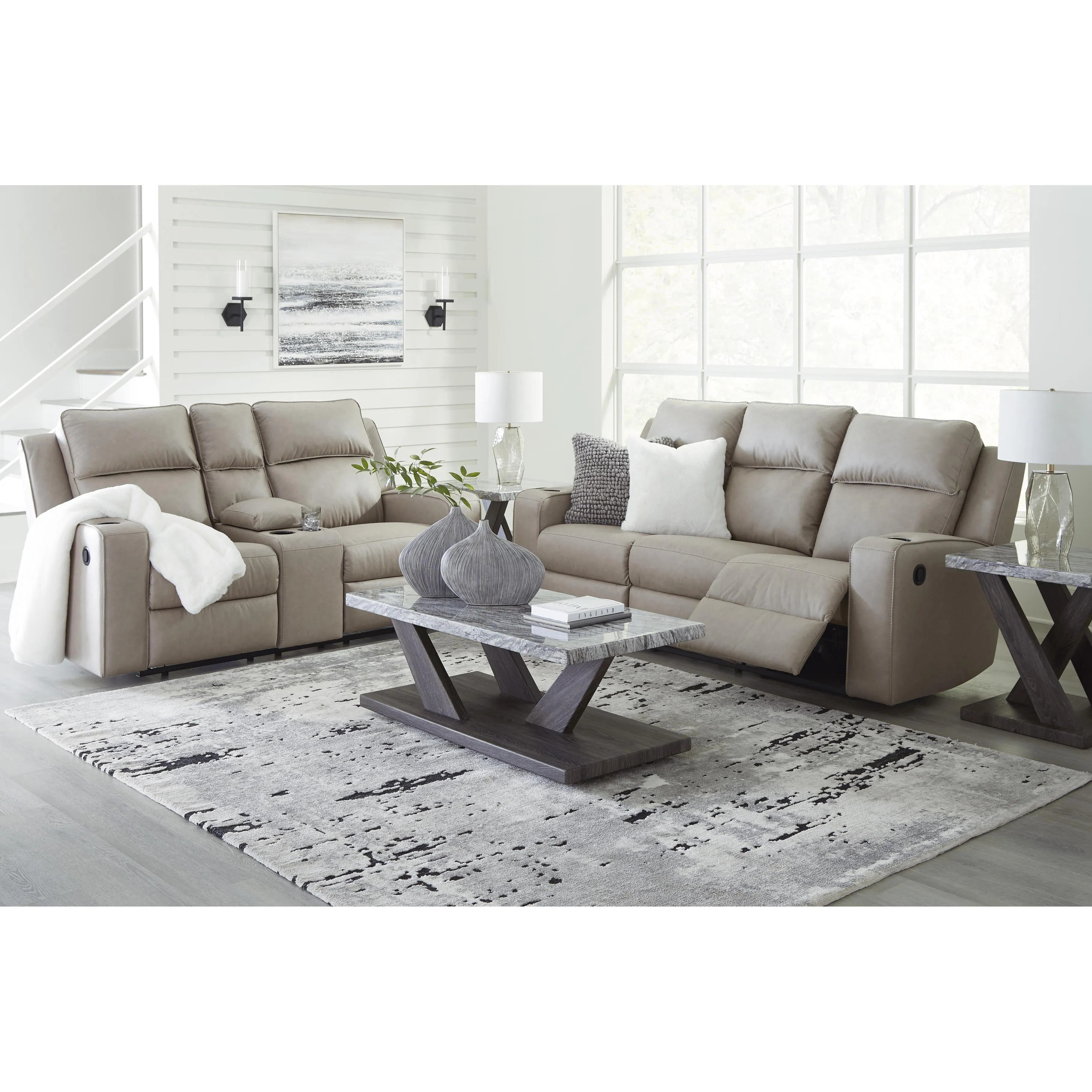 Signature Design by Ashley Lavenhorne Reclining Leather Look Sofa 6330789