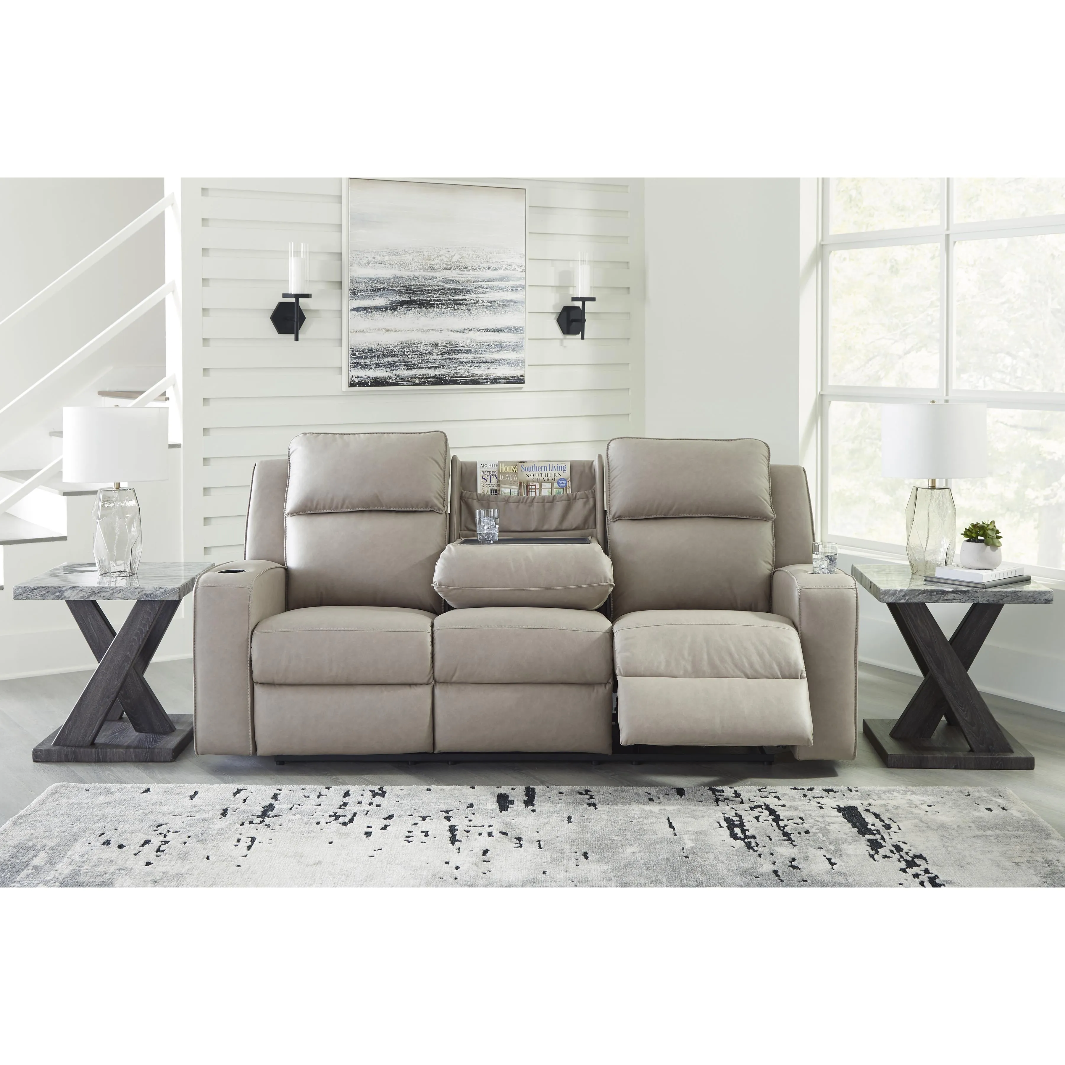 Signature Design by Ashley Lavenhorne Reclining Leather Look Sofa 6330789