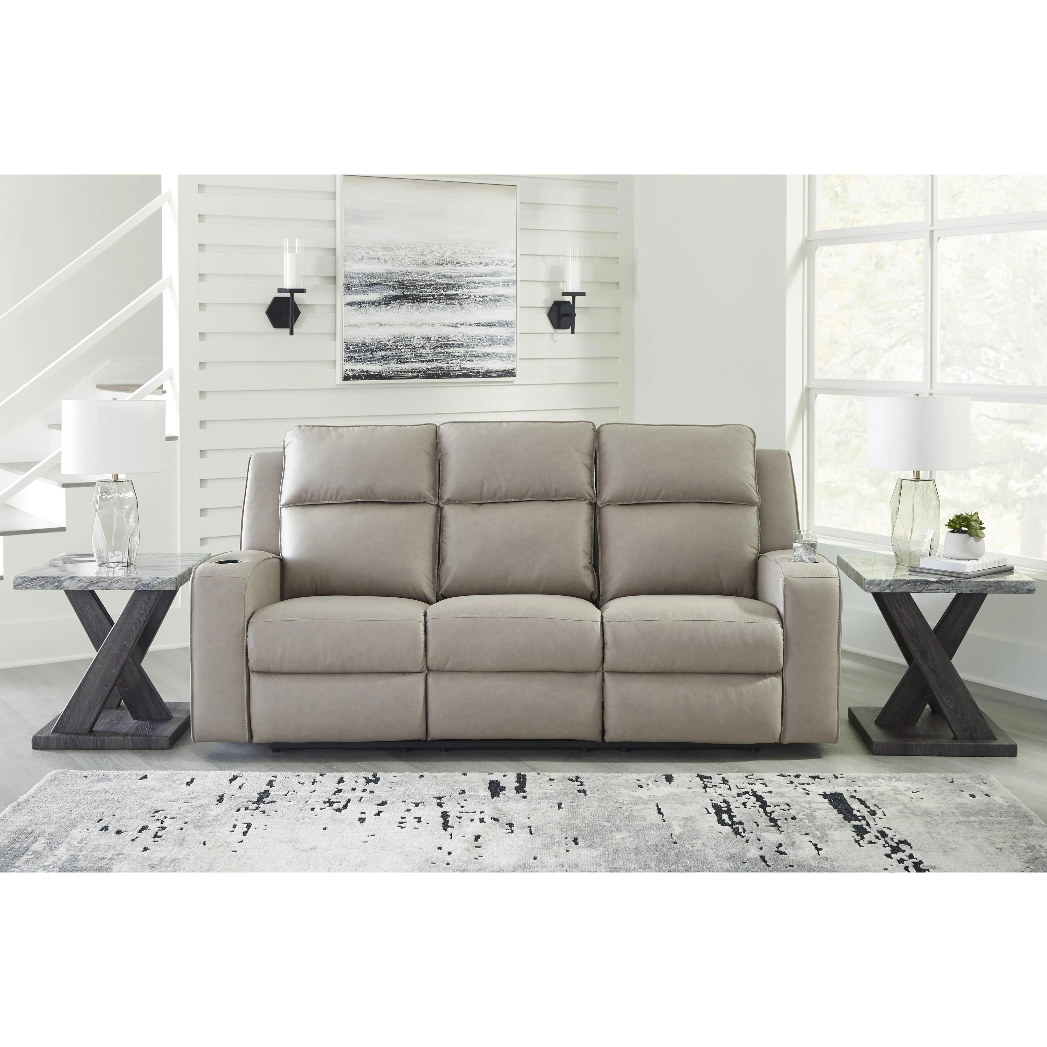 Signature Design by Ashley Lavenhorne Reclining Leather Look Sofa 6330789