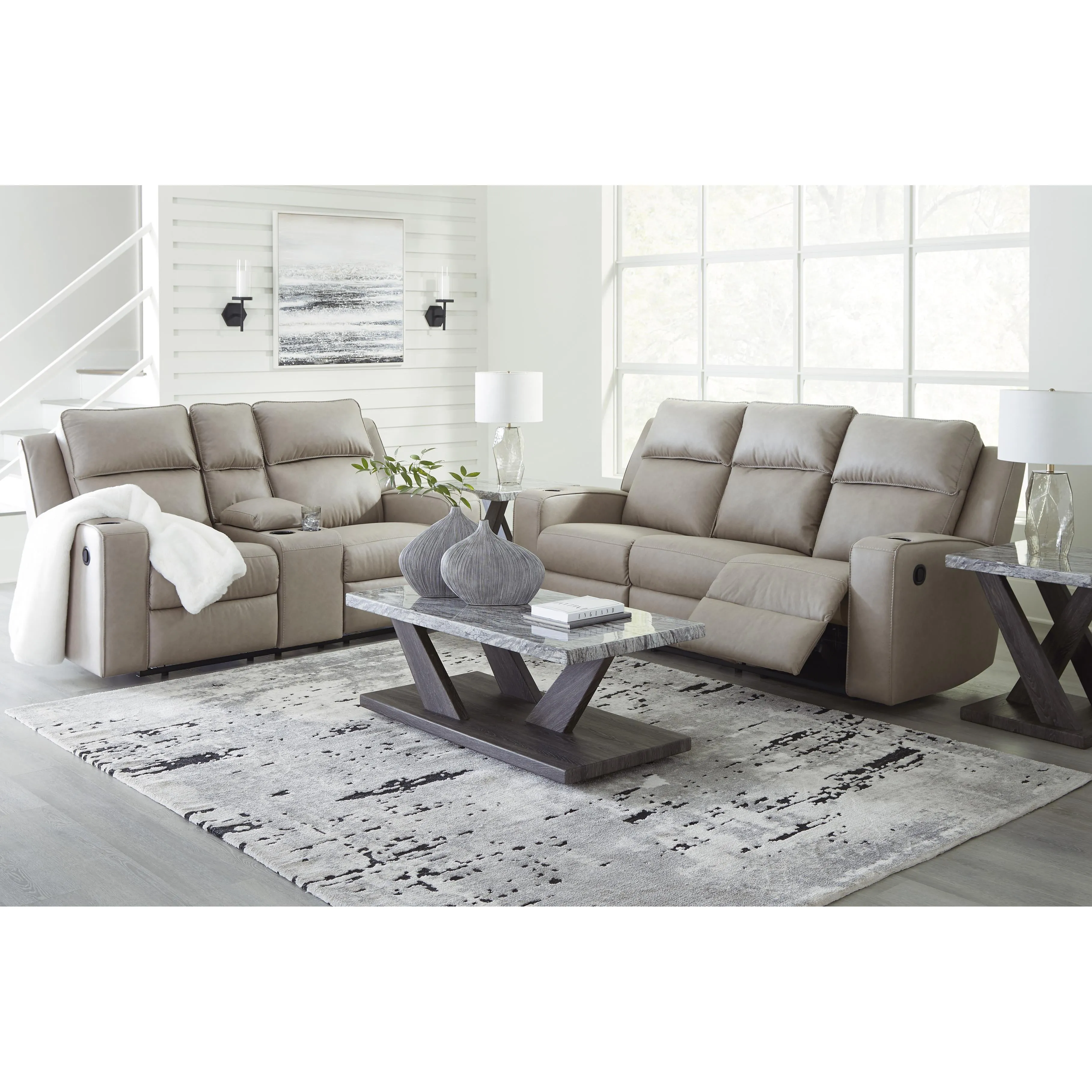Signature Design by Ashley Lavenhorne Reclining Leather Look Sofa 6330789