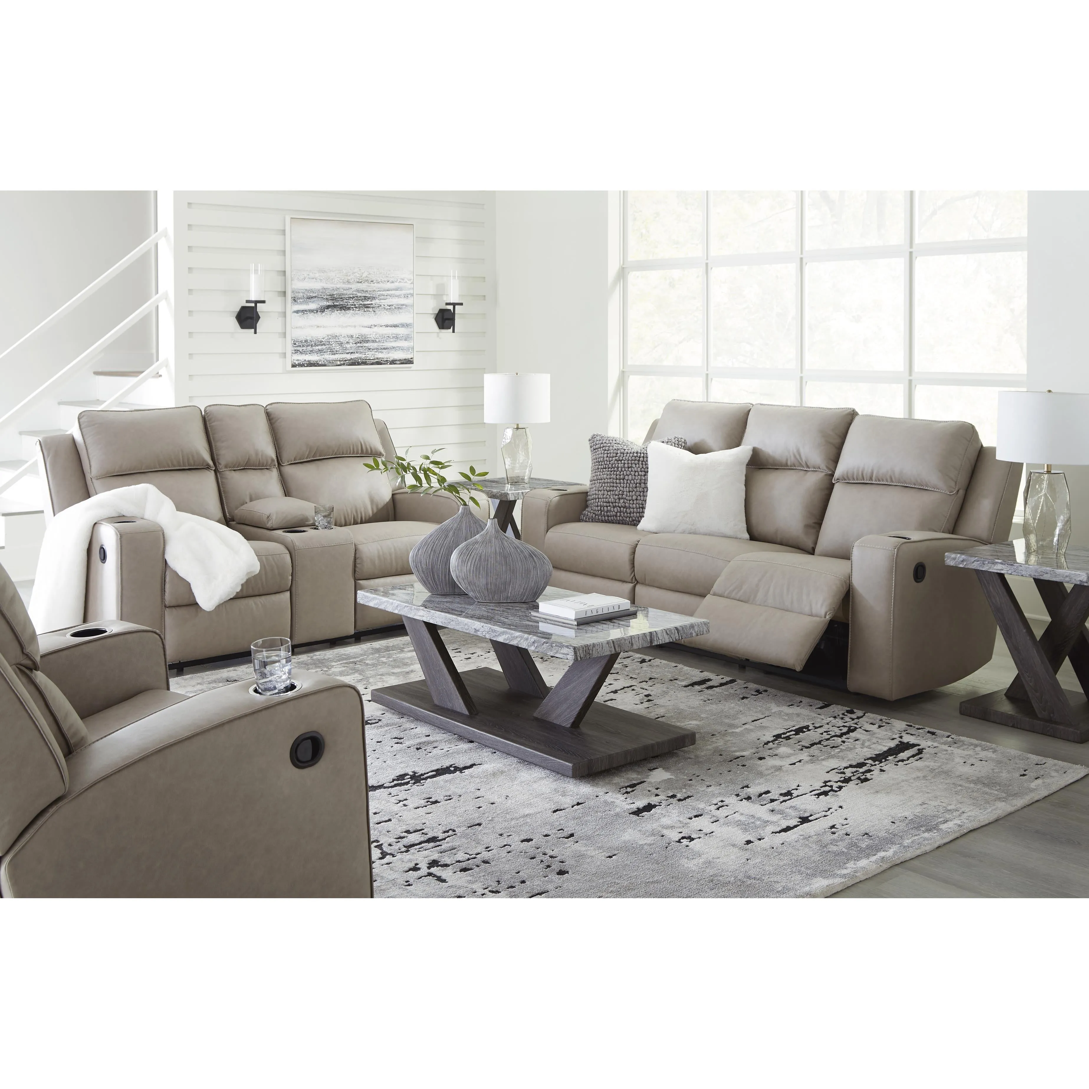 Signature Design by Ashley Lavenhorne Reclining Leather Look Sofa 6330789