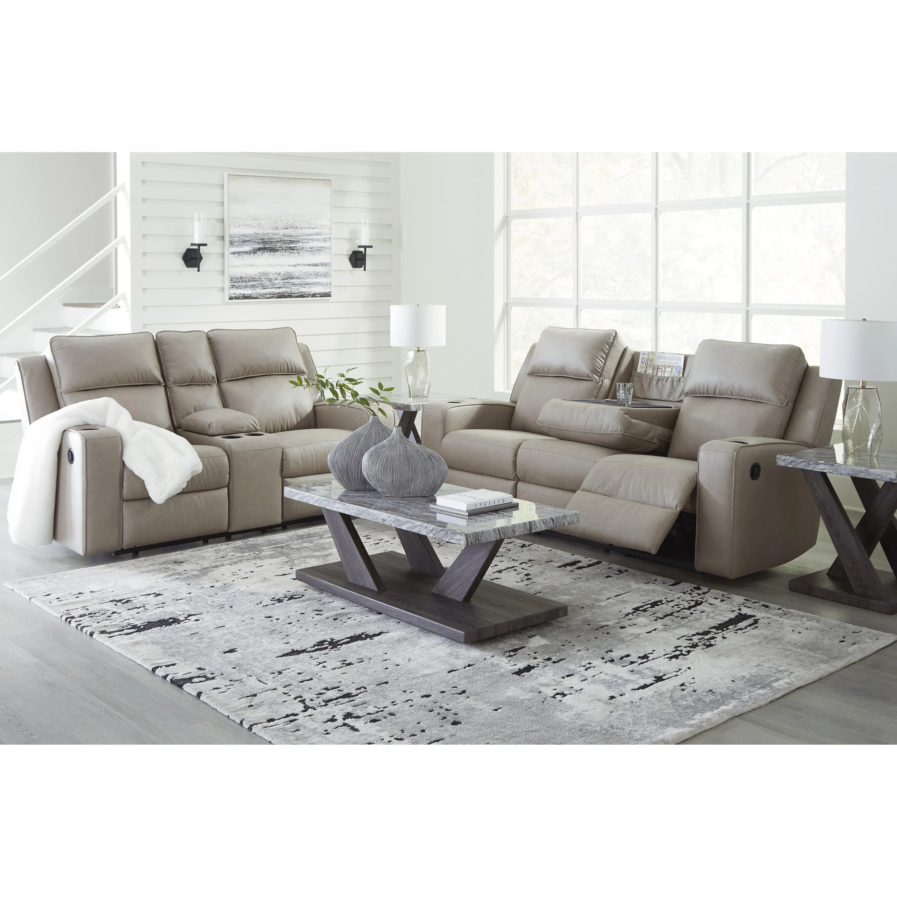 Signature Design by Ashley Lavenhorne Reclining Leather Look Sofa 6330789