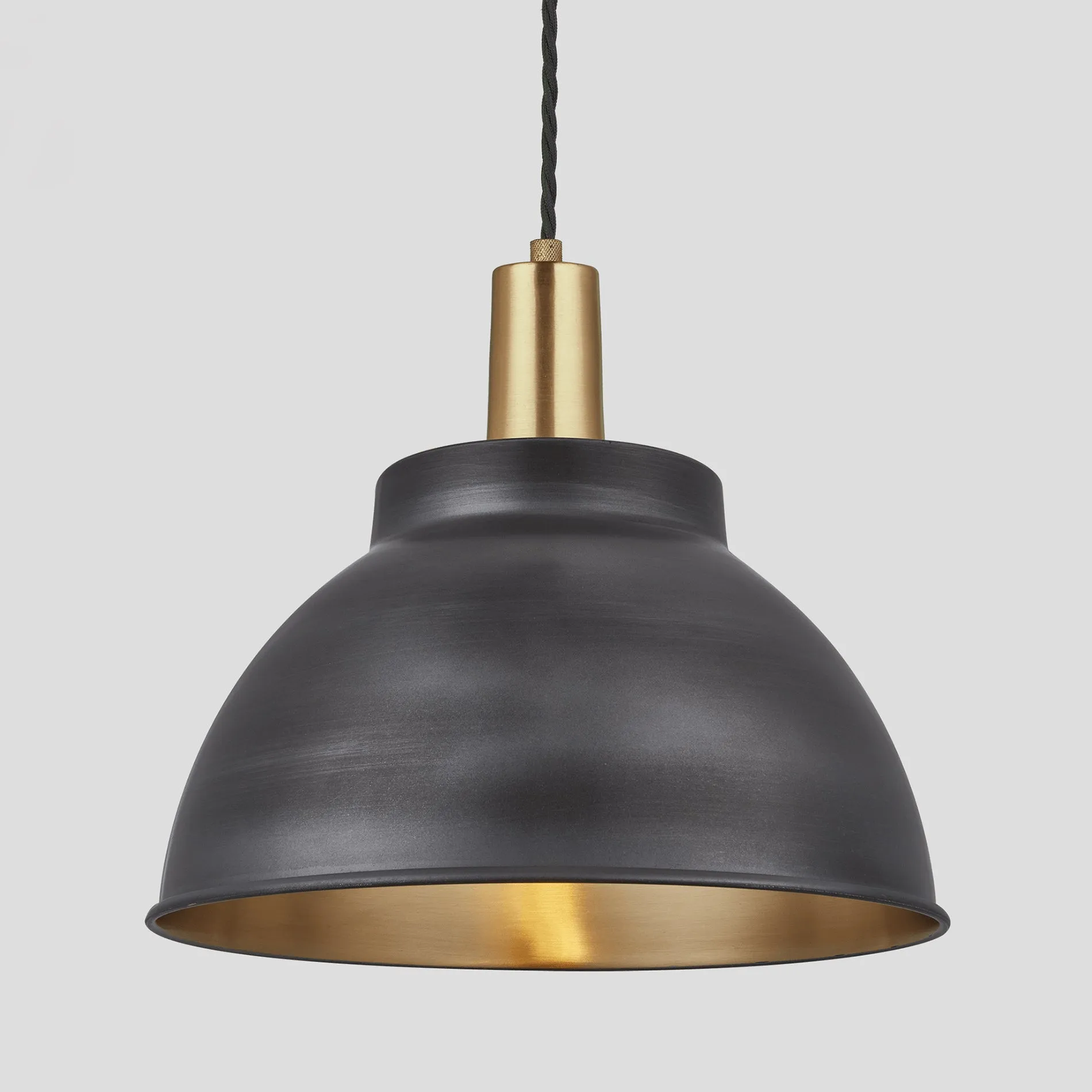 Sleek Dome Pendant - 13 Inch - Pewter & Brass